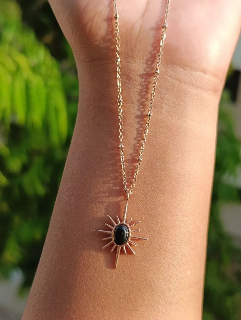 Sun Charm Necklace (Black)