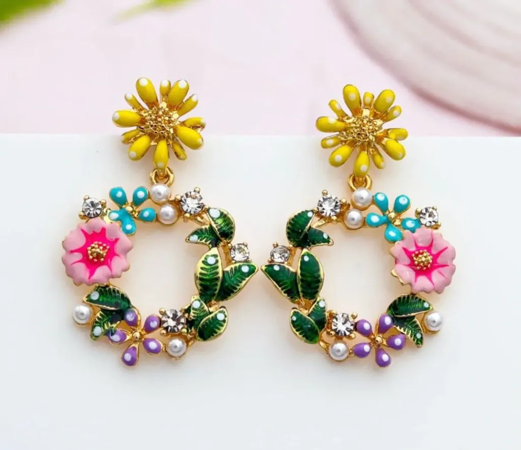 Garden floral enamel earrings
