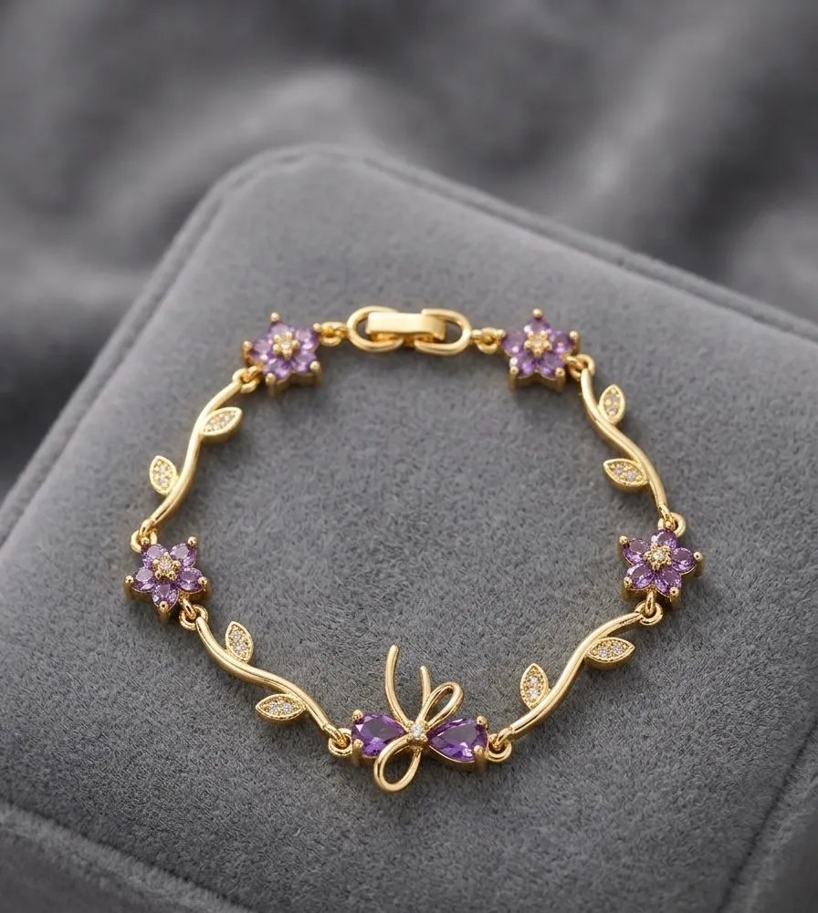Bow vine bracelet purple