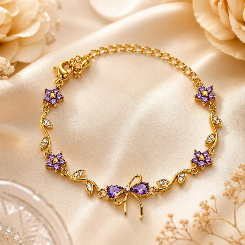 Bow vine bracelet purple
