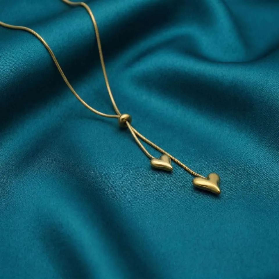 Romantic Floating Double Heart Slide Pendant Necklace