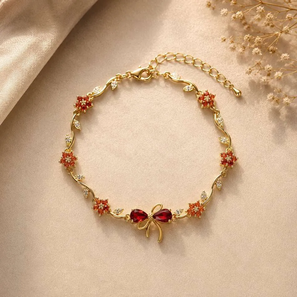 Red Bow Vine Bracelet Adjustable