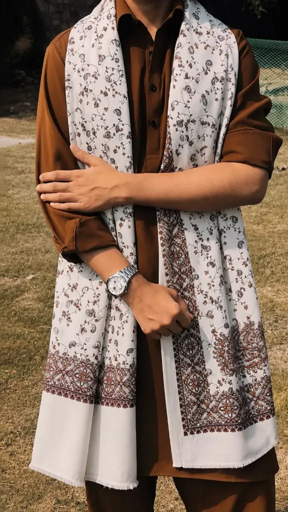 Men's Luxury Cream Pashmina Shawl