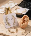Gold Leaf Ear Cuffs & Earrings – Anti‑Tarnish & Waterproof
